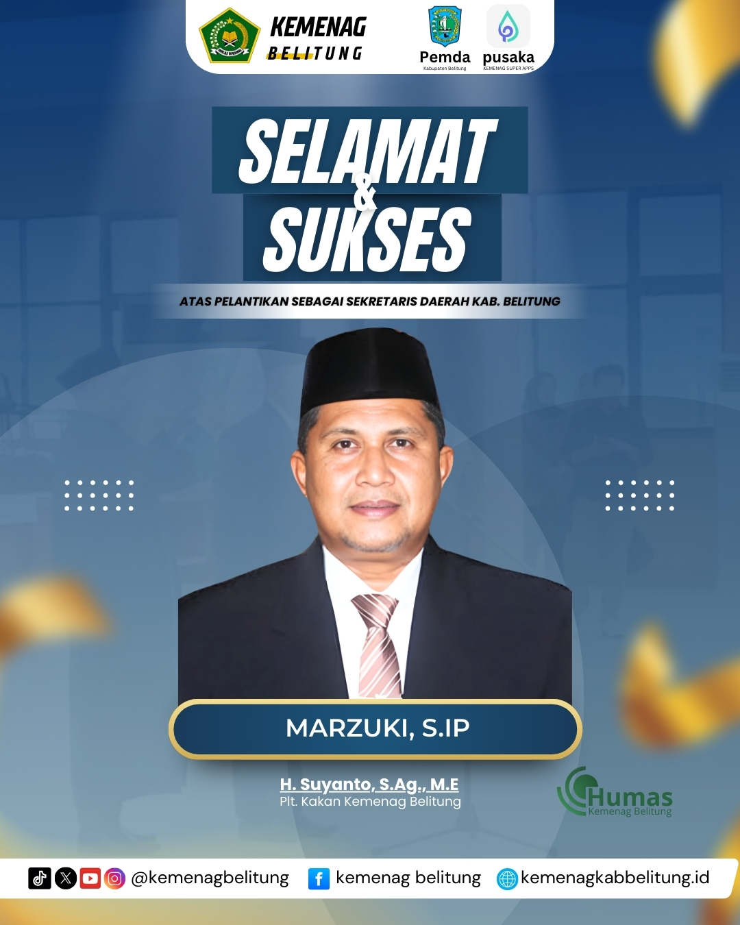 Pelantikan Sekretaris Daerah Kab. Belitung Marzuki, S.IP