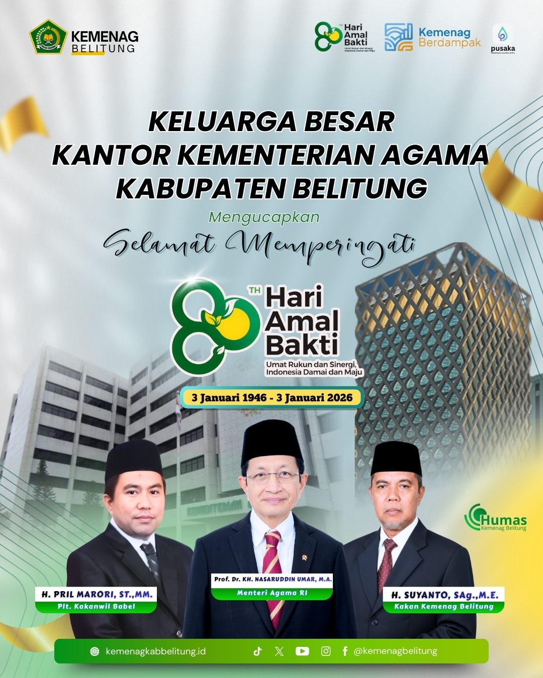 Selamat Hari Amal Bakti Kementerian Agama ke-80