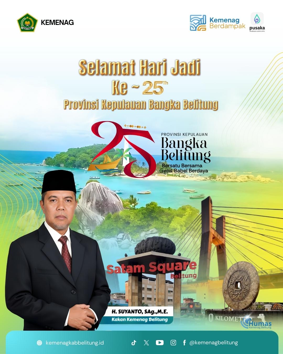 Selamat Hari Jadi ke-25 tahun Provinsi Kepulauan Bangka Belitung