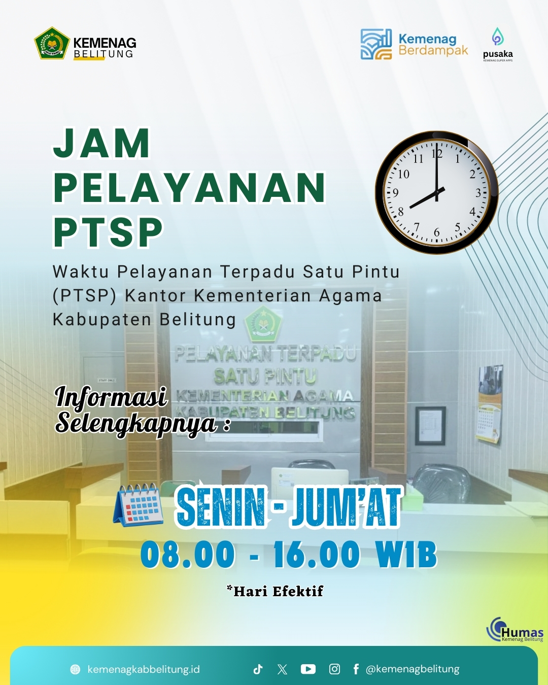 Jam Pelayanan PTSP Kemenag Belitung