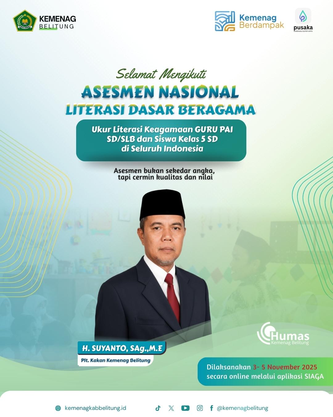 Selamat mengikuti Asesmen Nasional Literasi Dasar Beragama (ANLDB) 2025
