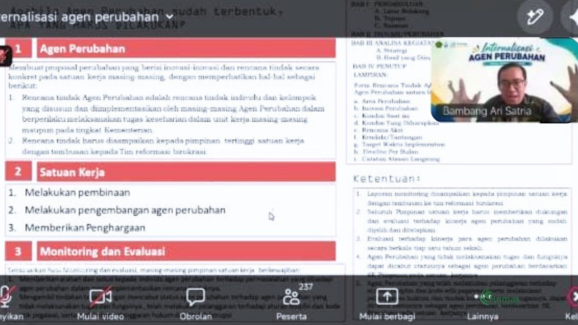 Kemenag Belitung Jadi Inspirasi dan Role Model Internalisasi Agen Perubahan zoom Kanwil Kemenag Babel