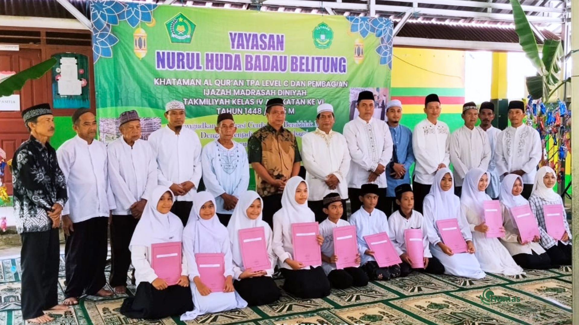 Kakan Kemenag Belitung Hadiri Khataman Al-Qur'an dan Pembagian Ijazah MDT Nurul Huda Badau