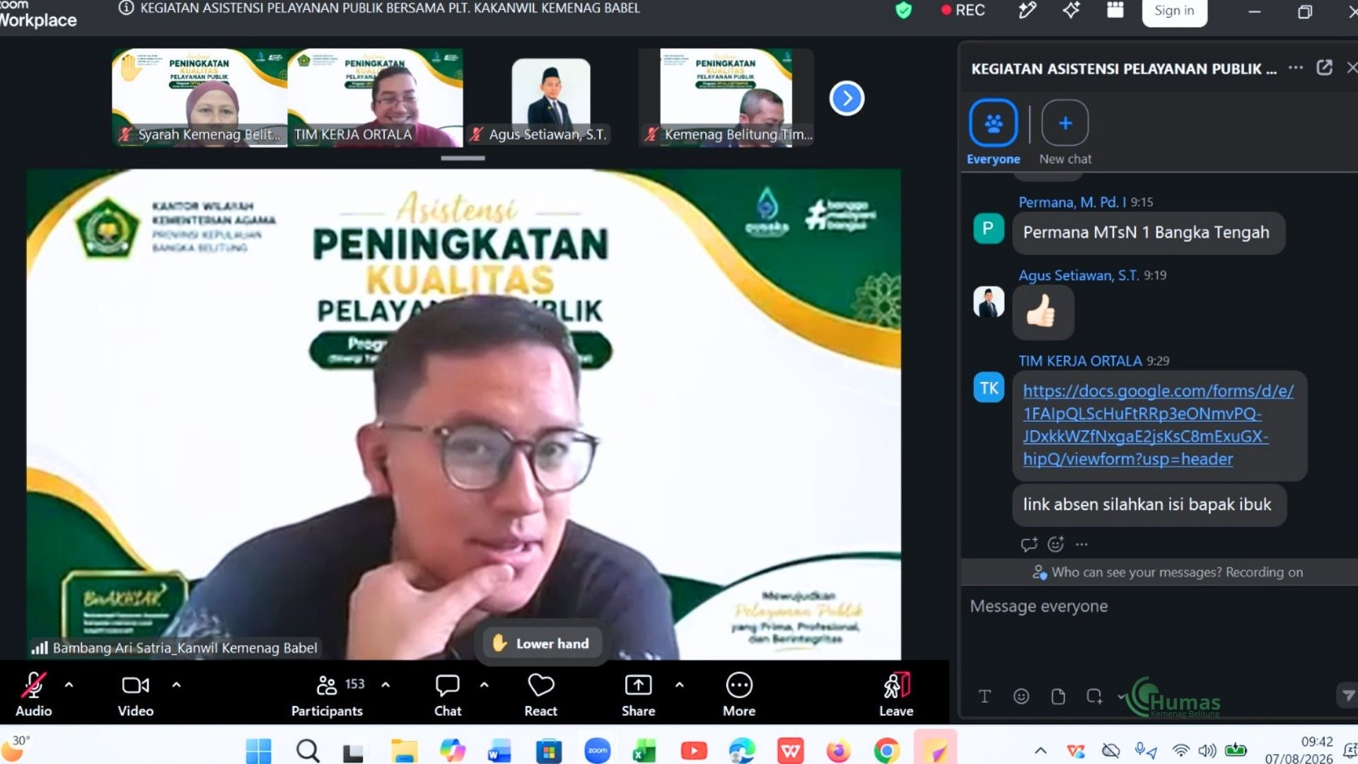 Kemenag Belitung Tingkatkan Pelayanan Publik melalui Asistensi PEKPPP Bersama Kanwil Kemenag Babel Secara Daring