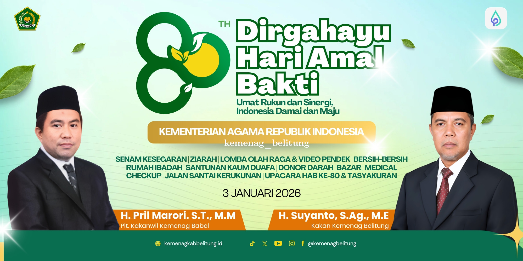 Dirgahayu Hari Amal Bakti Kementerian Agama Ke-80 Tahun