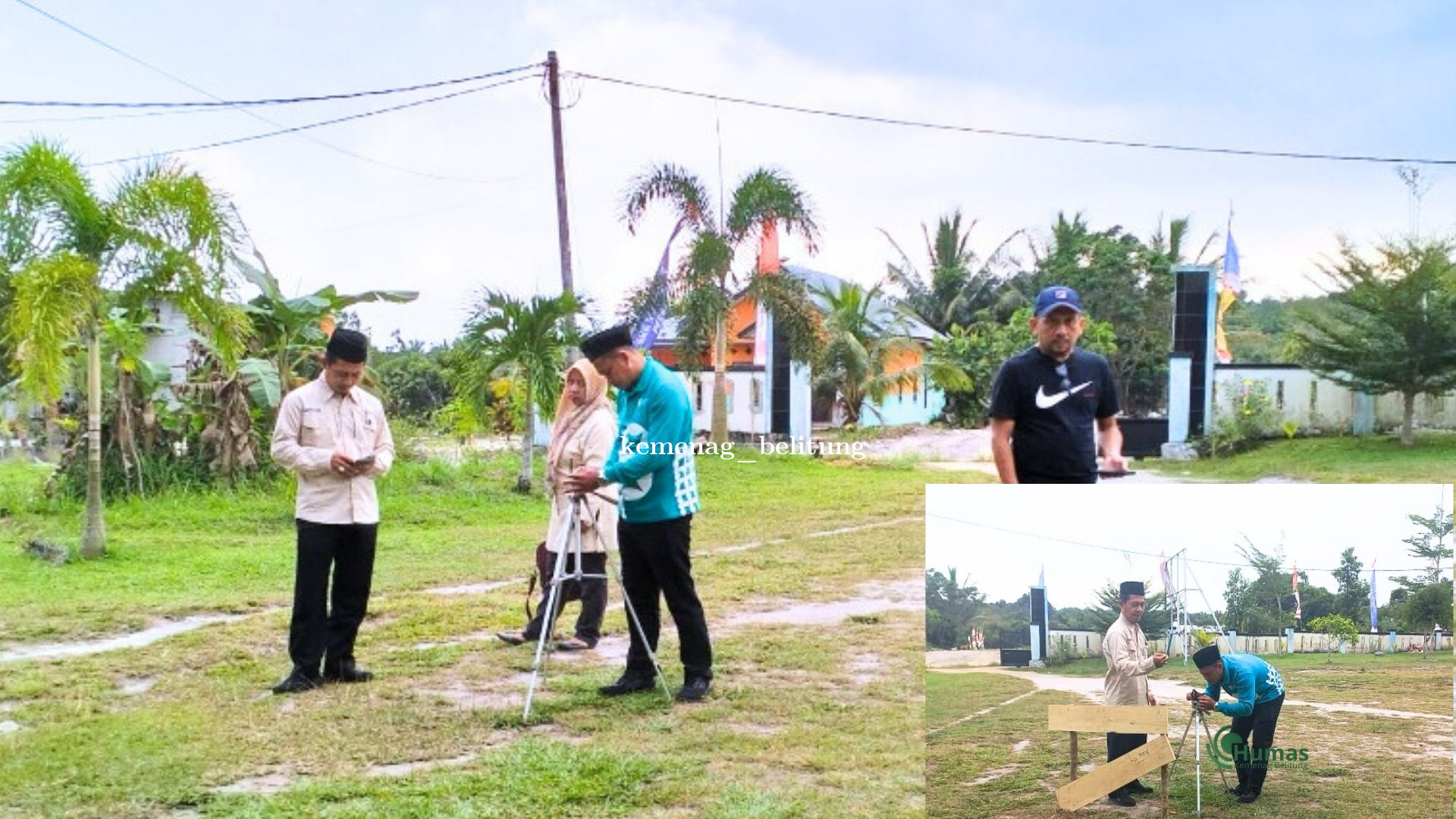 Bimas Islam Kemenag Belitung Lakukan Pengukuran Arah Kiblat Mushala SMKN 1 Sijuk